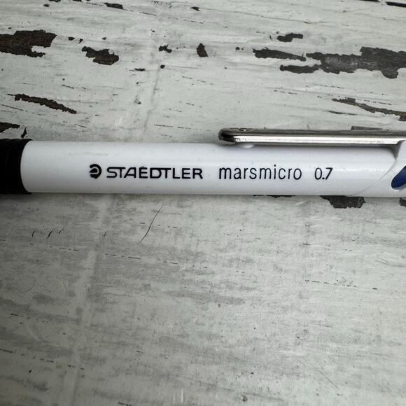Vintage Staedtler Marsmicro Drafting Mechanical Pencil 0.7mm Germany White Blue - Picture 8 of 8